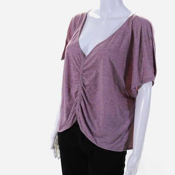 RARE Lululemon V Neck Relaxed Crop Short Sleeve Pink Plus Size 10 NWOT - Picture 8 of 11